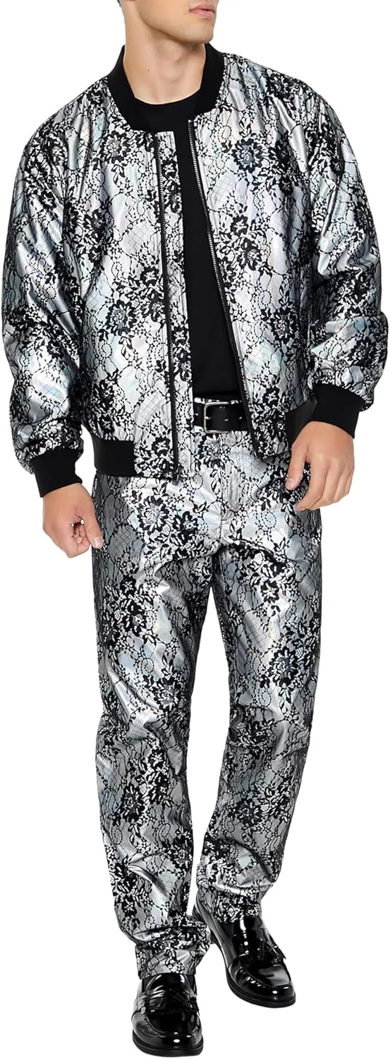 Forever 21 Men's Metallic Lace Slim-fit Pants
