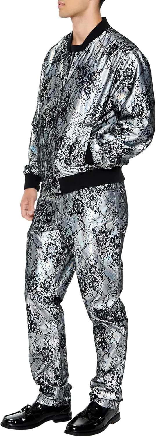 Forever 21 Men's Metallic Lace Slim-fit Pants