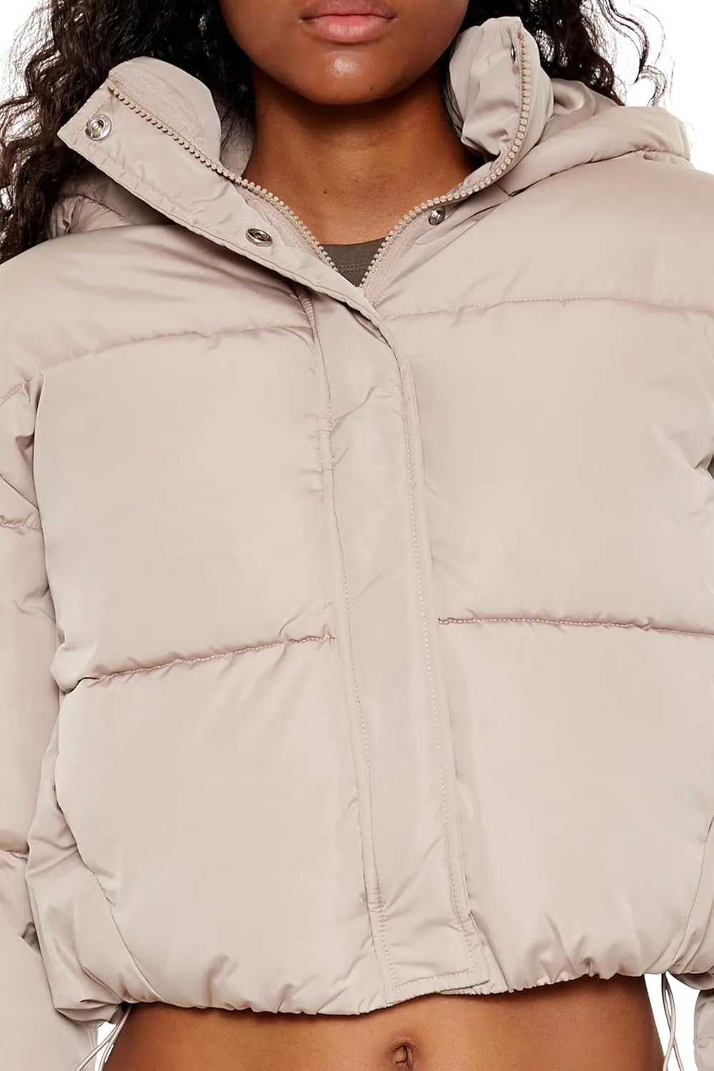 Forever 21 Women's Hooded Cropped Puffer Jacket