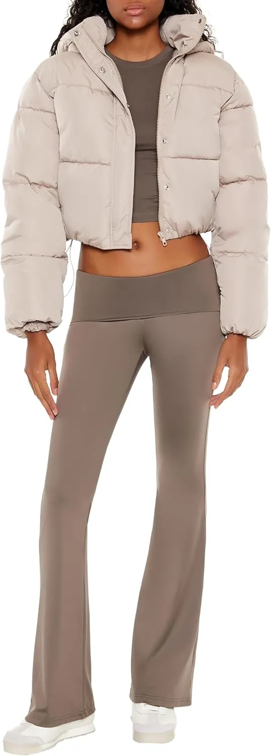 Forever 21 Women's Hooded Cropped Puffer Jacket