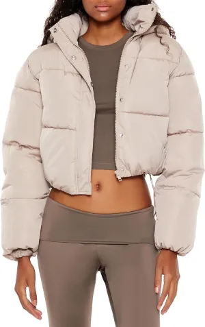 Forever 21 Women's Hooded Cropped Puffer Jacket