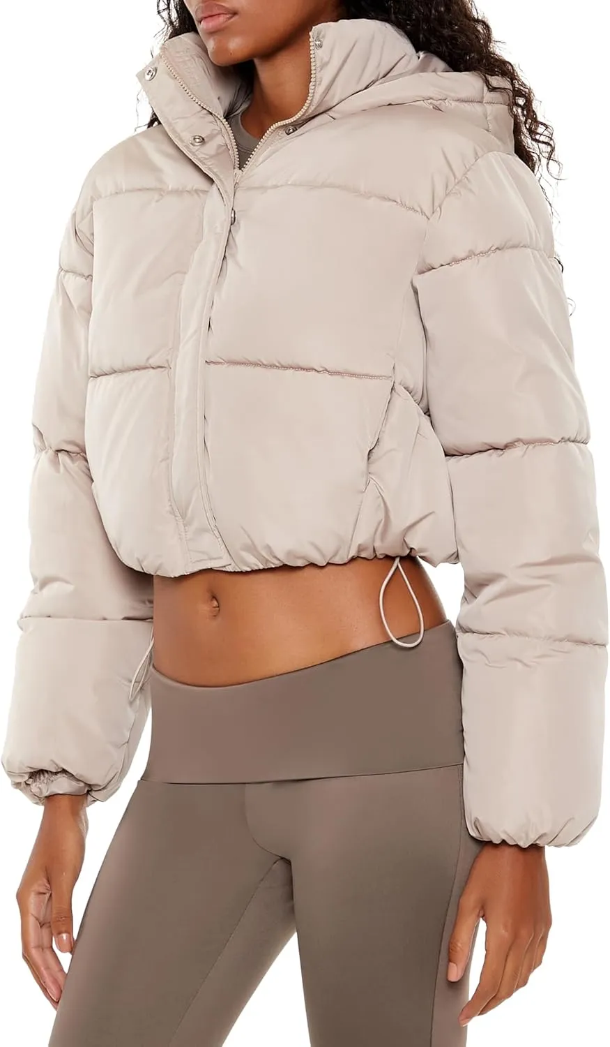 Forever 21 Women's Hooded Cropped Puffer Jacket