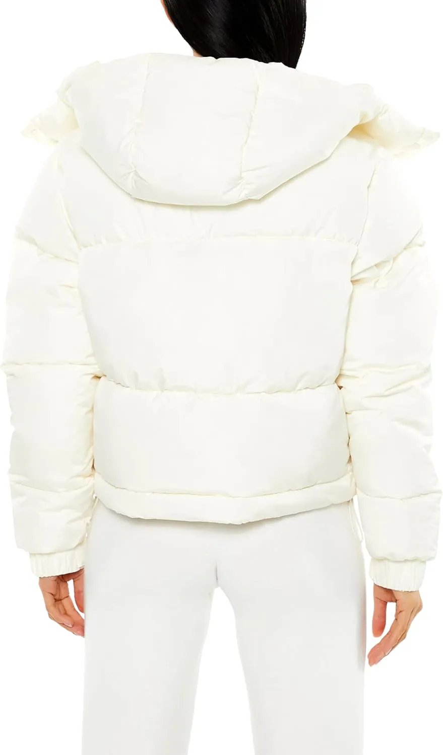 Forever 21 Womens Hooded Drawstring Puffer Jacket