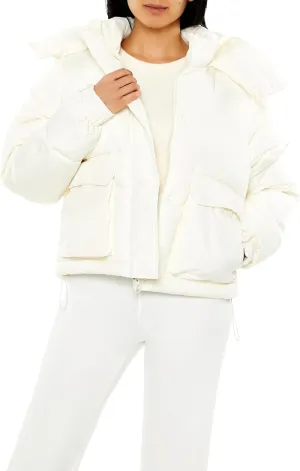 Forever 21 Womens Hooded Drawstring Puffer Jacket