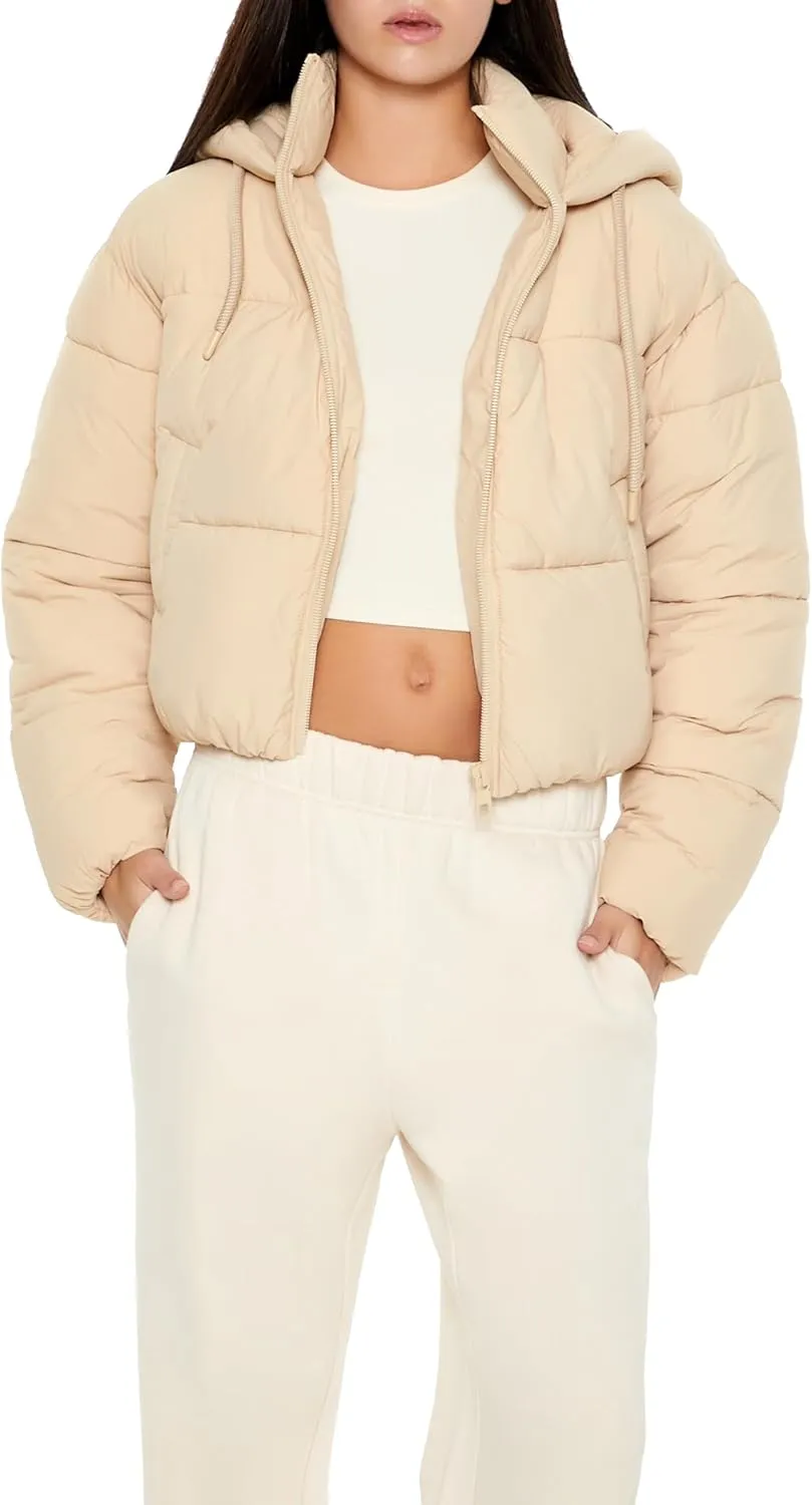 Forever 21 Women's Hooded Quilted Puffer Jacket