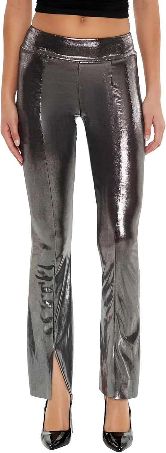 Forever 21 Women's Metallic Mid-Rise Flare Leggings