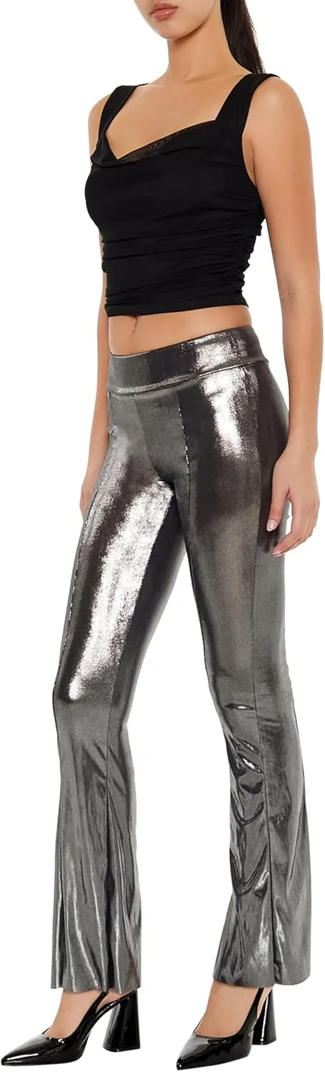 Forever 21 Women's Metallic Mid-Rise Flare Leggings
