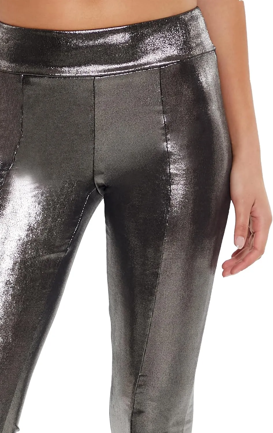 Forever 21 Women's Metallic Mid-Rise Flare Leggings