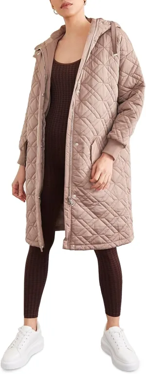 Forever 21 Women's Quilted Hooded Longline Jacket