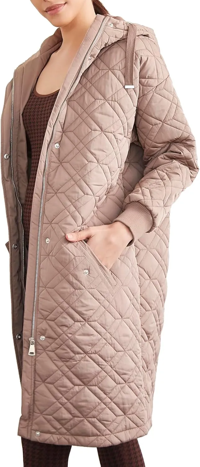 Forever 21 Women's Quilted Hooded Longline Jacket