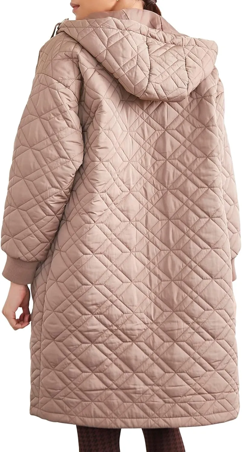 Forever 21 Women's Quilted Hooded Longline Jacket