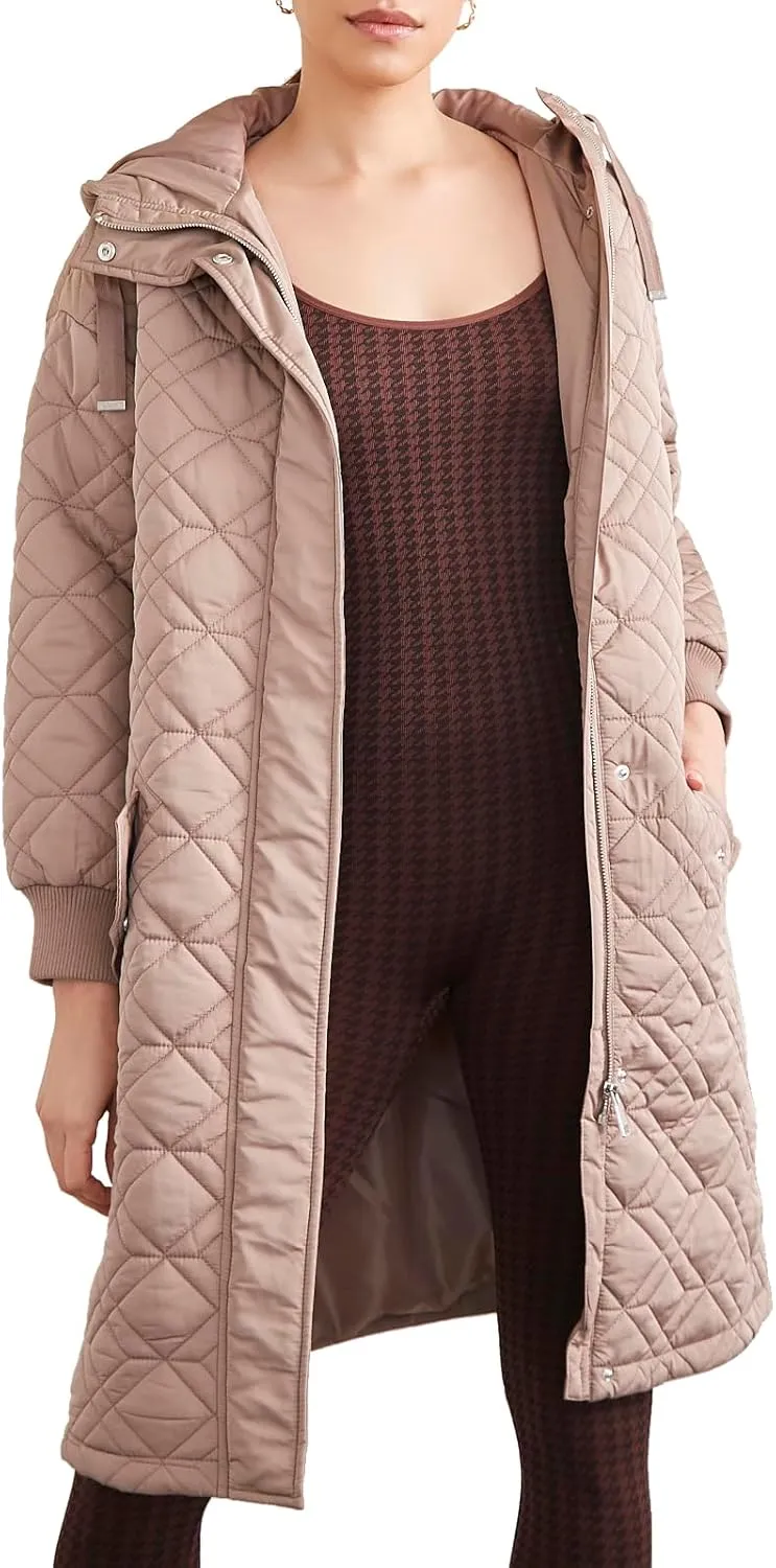 Forever 21 Women's Quilted Hooded Longline Jacket