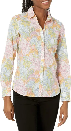 Foxcroft Women's Ava Long Sleeve Beach Batik Blouse