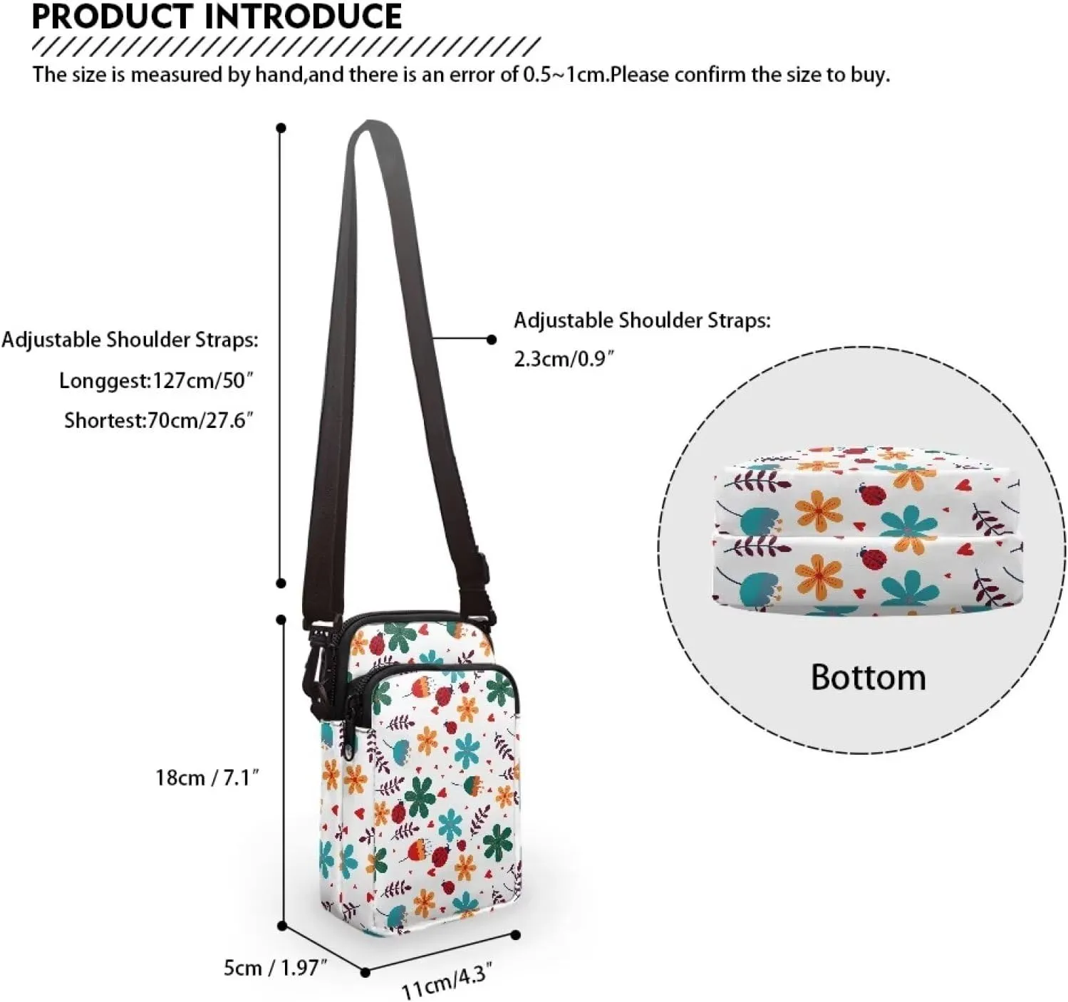 Fresh Flowers Small Bags for Women Crossbody Bags for Men Small Crossbody Bags for Women Anti Theft Crossbody Bag with Adjustable Shoulder Strap Side Bag