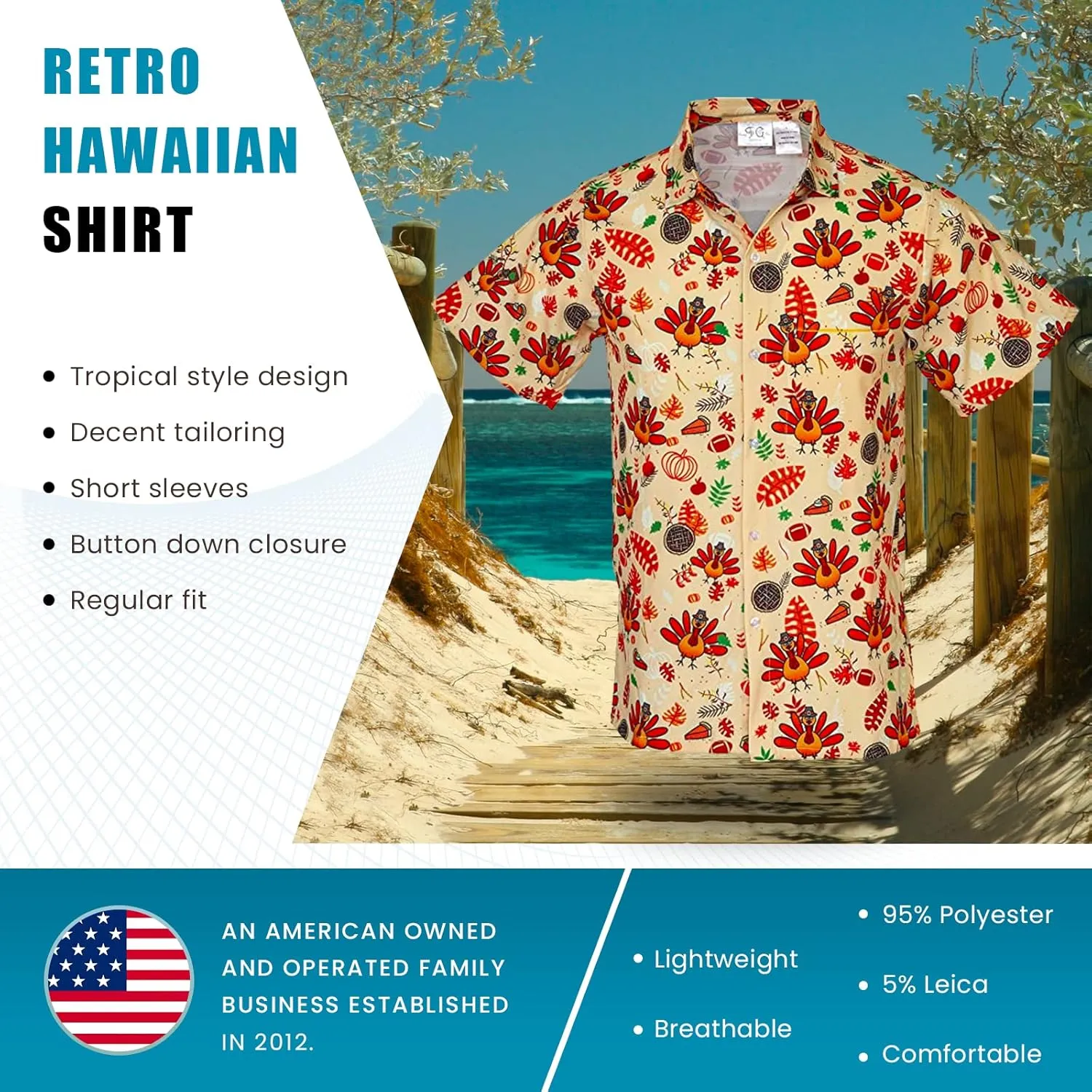 Funny Guy Mugs Mens Hawaiian Print Button Down Short Sleeve Shirt