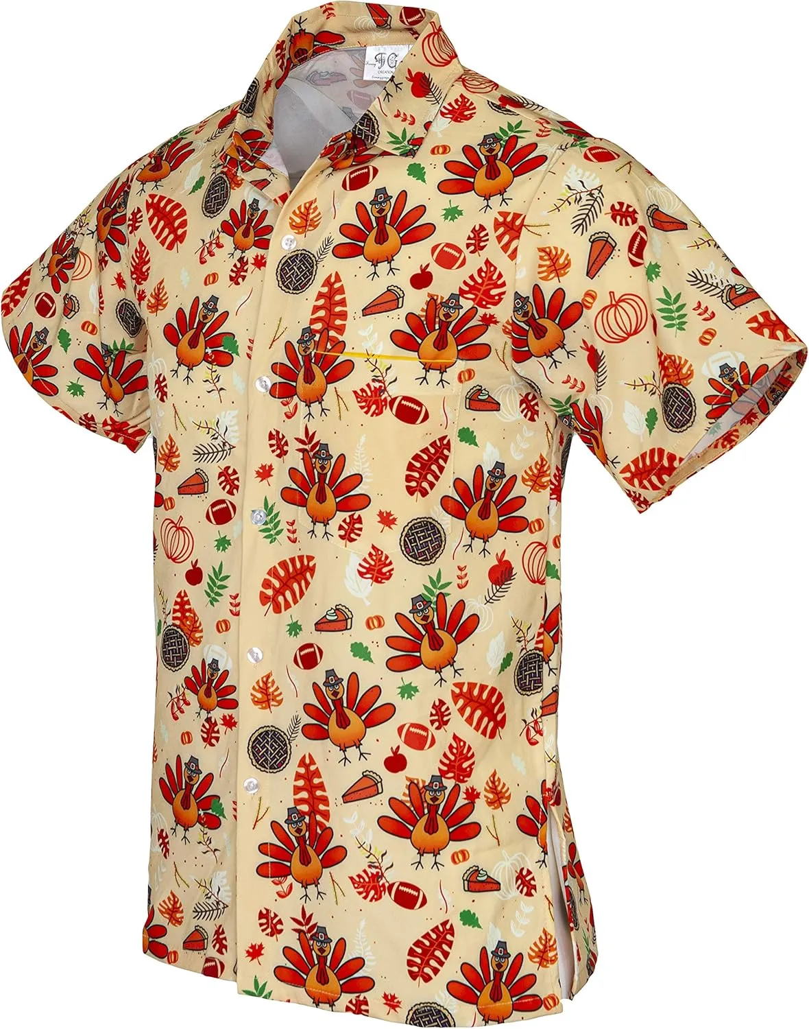 Funny Guy Mugs Mens Hawaiian Print Button Down Short Sleeve Shirt