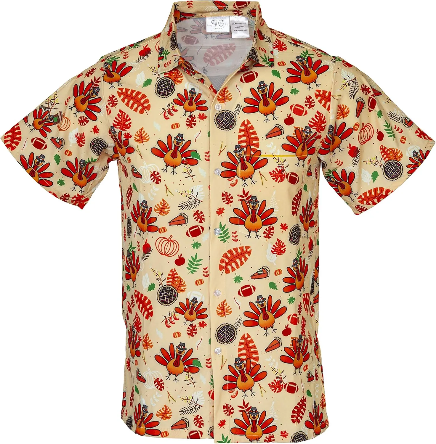 Funny Guy Mugs Mens Hawaiian Print Button Down Short Sleeve Shirt