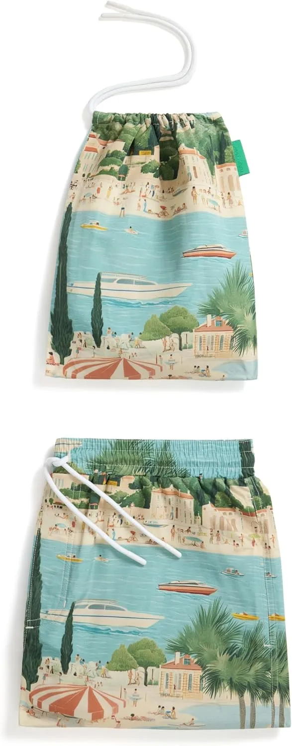 Future Planet Men's Premium Designer Azure Fast-Dry 7" Swim Trunks