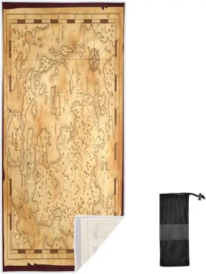 GAIGEO Old Pirate Treasure Map Worn Quick Dry Travel Beach Towel, Beach Towel with Storage Bag, Oversize Beach Towels for Adults, for Camp, Swim, Travel Beach Towel, 30"x60"