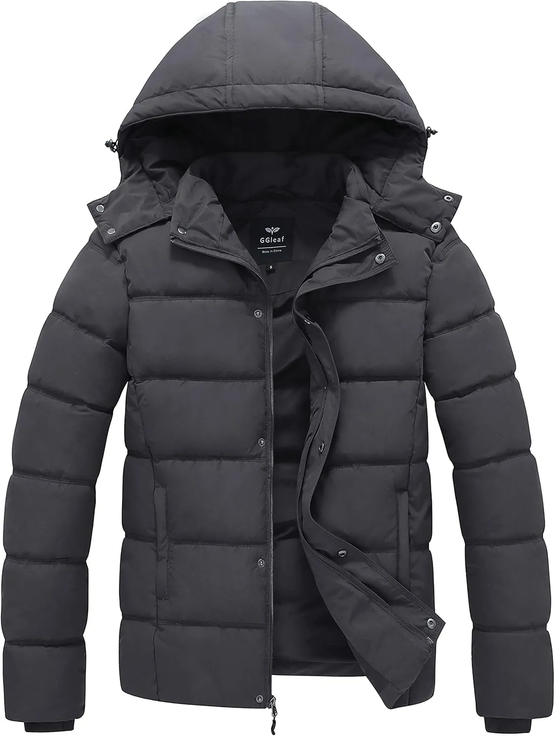 GGleaf Men's Hooded Winter Coat Warm Puffer Jacket Thicken Quilted Jacket
