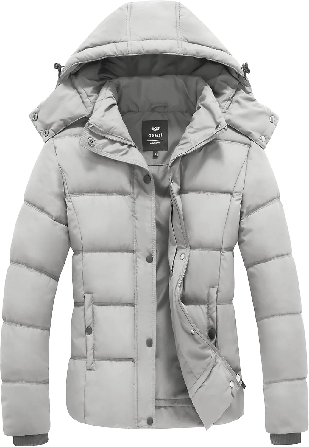 GGleaf Women's Winter Coats Quilted Puffer Jacket Warm Snow Coat with Removable Hood