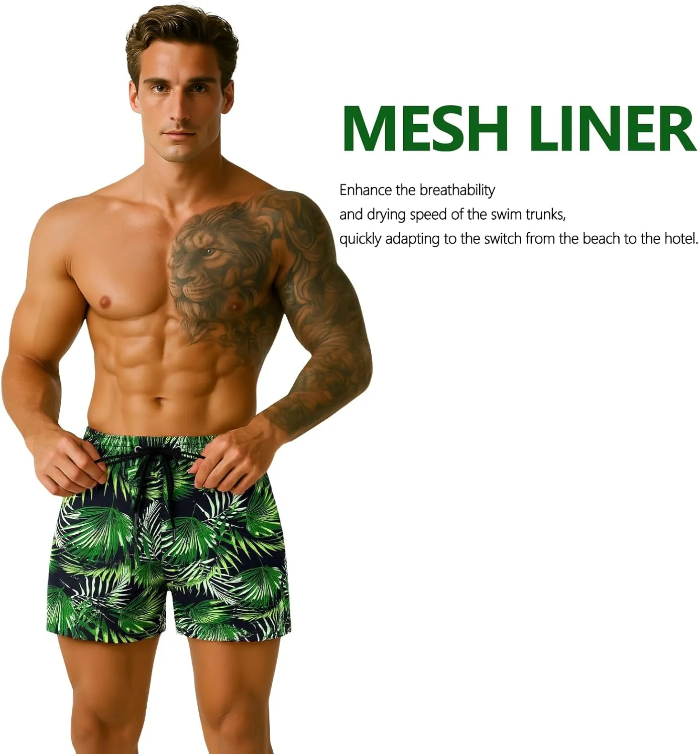 GINGTTO Men's Beach Shorts Bathing Suits with Mesh Lining