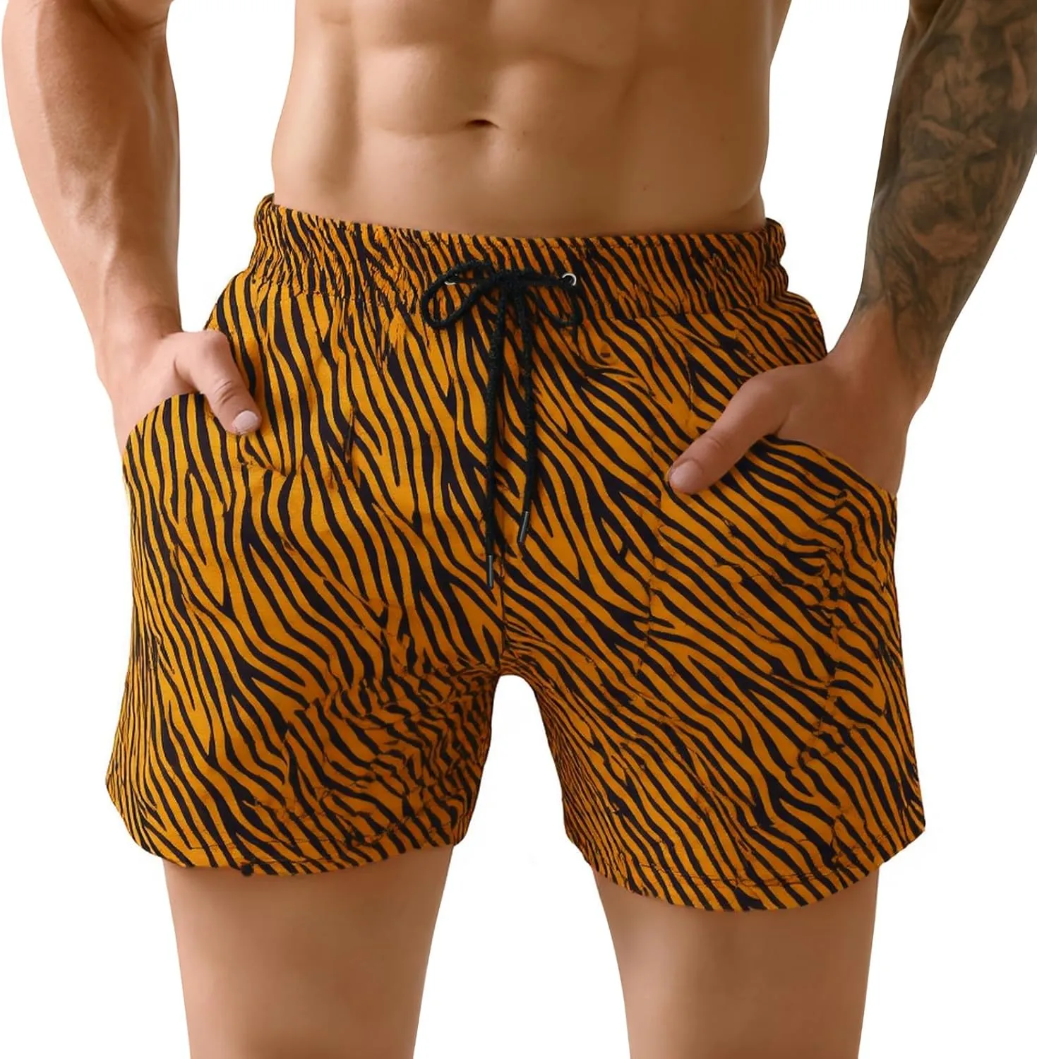 GINGTTO Men's Beach Shorts Bathing Suits with Mesh Lining