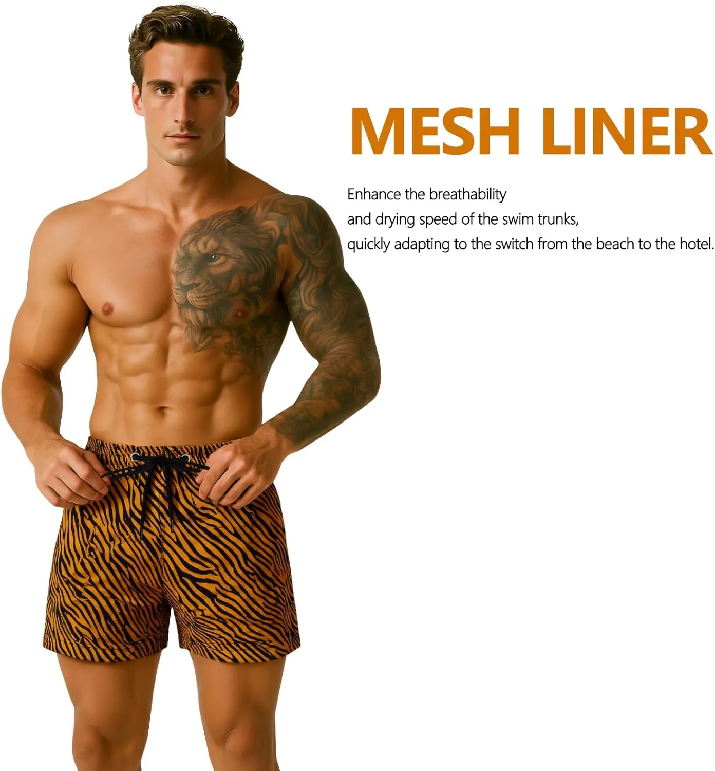 GINGTTO Men's Beach Shorts Bathing Suits with Mesh Lining