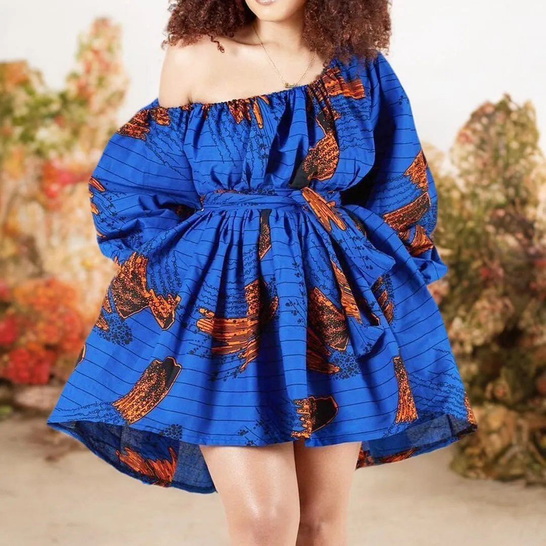 Giovacker Women's African Print Casual Party Dress Dashiki Traditional Costume