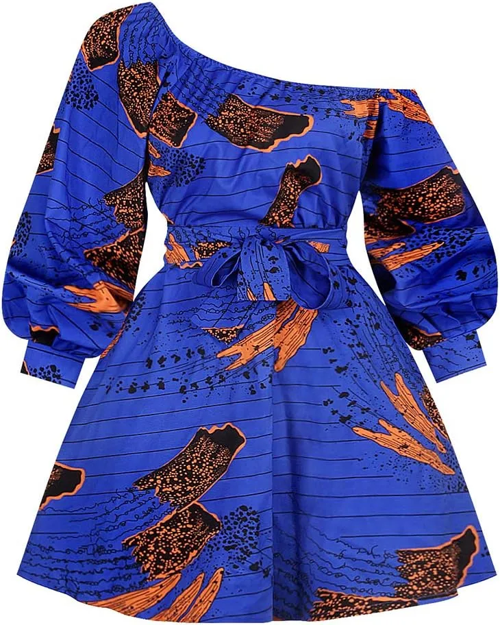 Giovacker Women's African Print Casual Party Dress Dashiki Traditional Costume