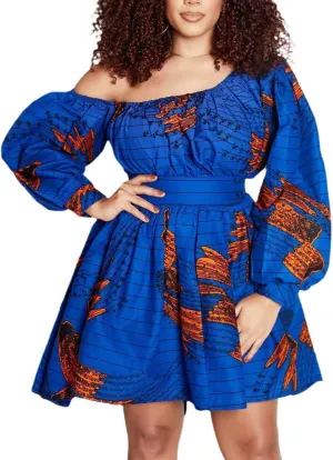 Giovacker Women's African Print Casual Party Dress Dashiki Traditional Costume