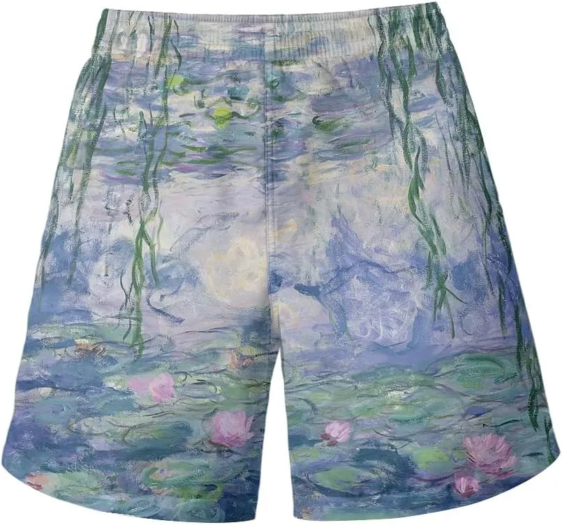 GLUDEAR Men's Swim Trunks Quick Dry 3D Print Beach Shorts Swimwear with Pockets Mesh Lining