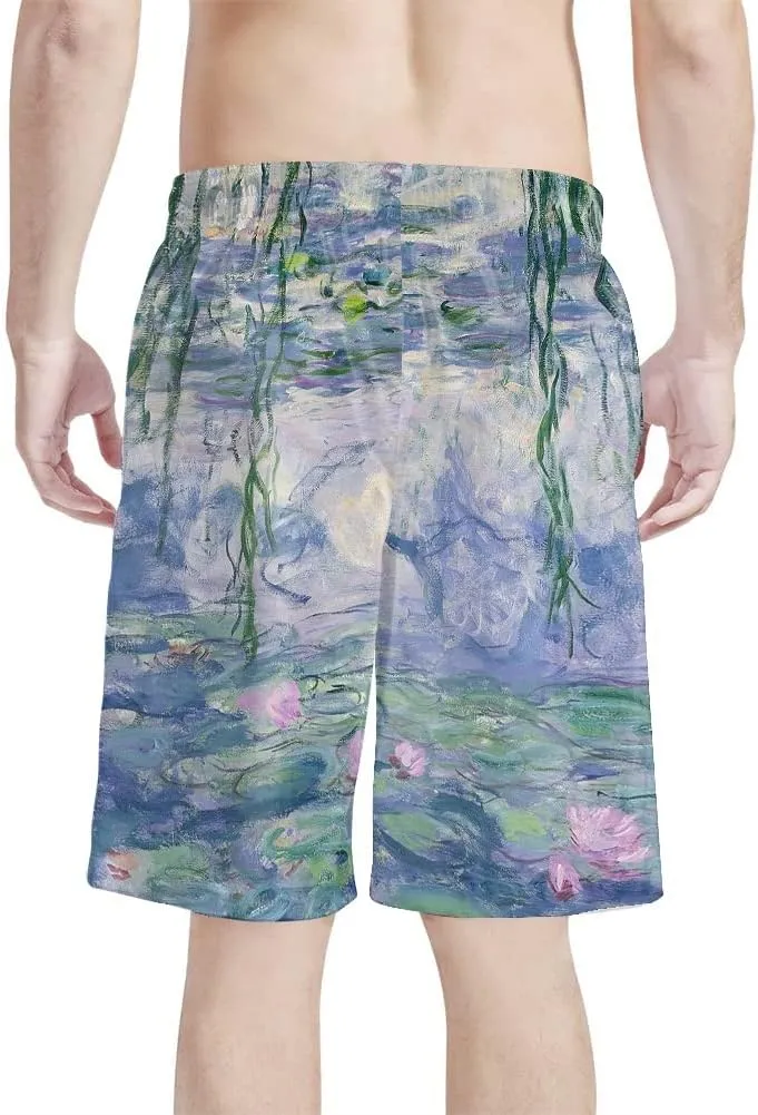 GLUDEAR Men's Swim Trunks Quick Dry 3D Print Beach Shorts Swimwear with Pockets Mesh Lining