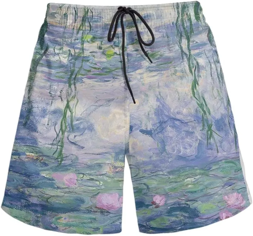 GLUDEAR Men's Swim Trunks Quick Dry 3D Print Beach Shorts Swimwear with Pockets Mesh Lining