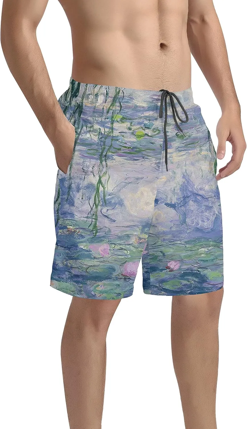 GLUDEAR Men's Swim Trunks Quick Dry 3D Print Beach Shorts Swimwear with Pockets Mesh Lining