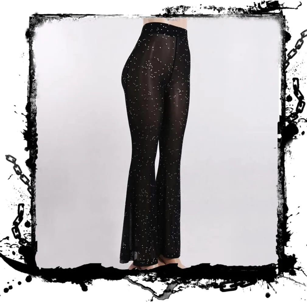 Gothic Black Pants Grunge Bottoms High Waisted Boho Hippie