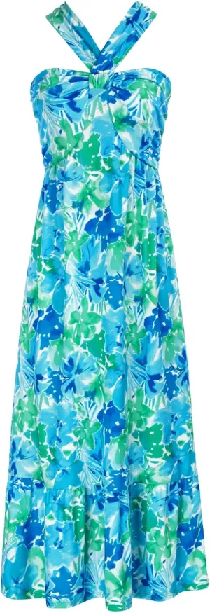GRACE KARIN 2025 Women's Criss Cross Halterneck Sleeveless Summer Floral Print Flowy A Line Maxi Dress