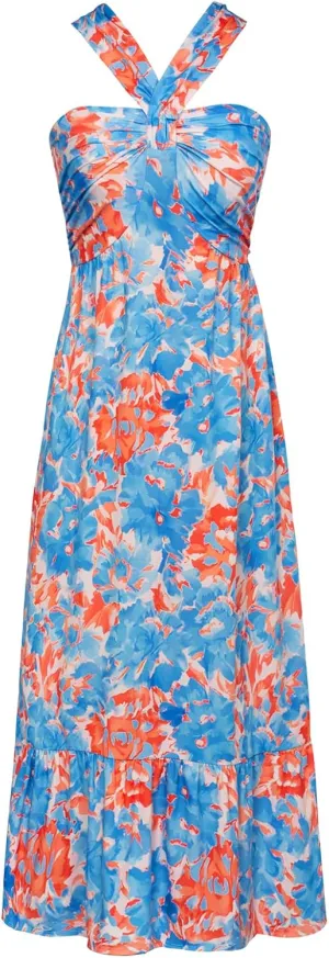 GRACE KARIN 2025 Women's Criss Cross Halterneck Sleeveless Summer Floral Print Flowy A Line Maxi Dress