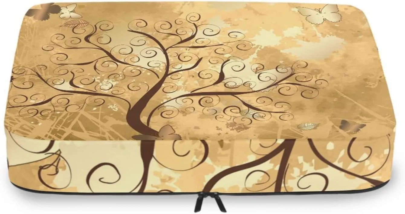 Grunge Background with a Gold Tree with Butterflies 4 PCs Set Packing Bags, Luggage Organizer Bag, Portable Cube Toiletry bag, Durable Travel Cosmetic Storage Bag for Men Women