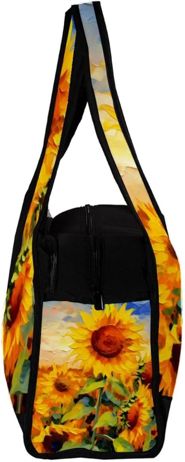 Gym Bag for Women,Small Gym Bag for Men,Watercolor Field Sunflower,Overnight Bag