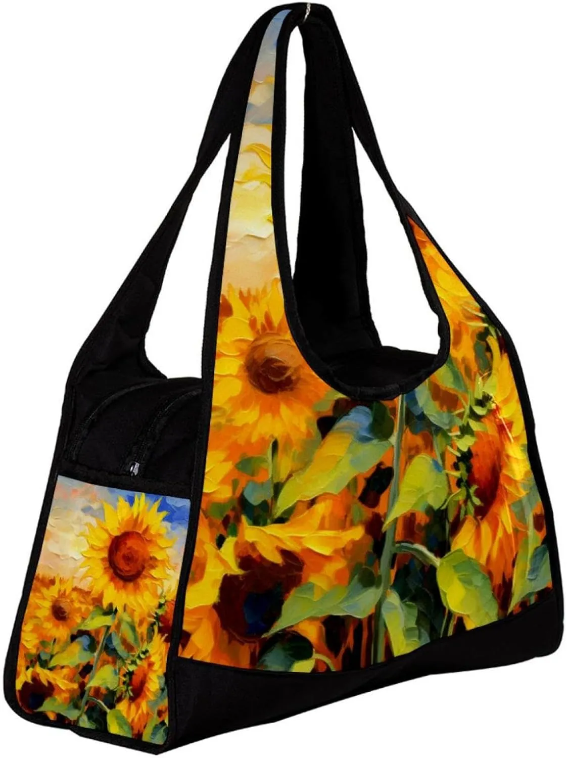 Gym Bag for Women,Small Gym Bag for Men,Watercolor Field Sunflower,Overnight Bag