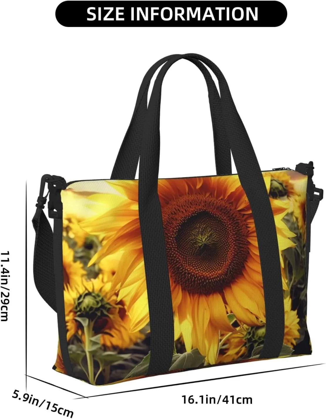 Gym Bag Sunflower Duffel Bag for Men Women Travel Overnight Bag with Shoe Compartment Workout Bags