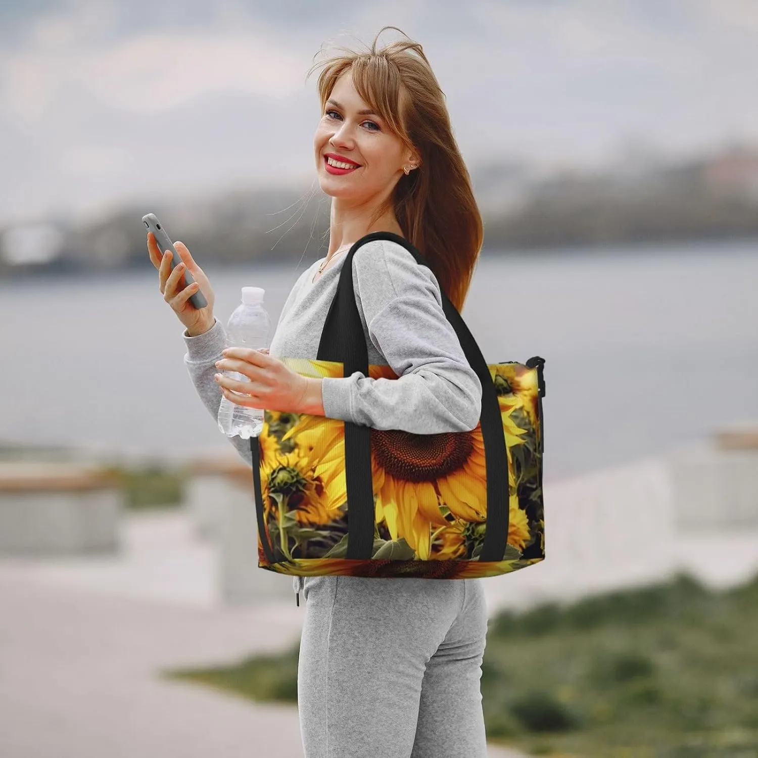 Gym Bag Sunflower Duffel Bag for Men Women Travel Overnight Bag with Shoe Compartment Workout Bags
