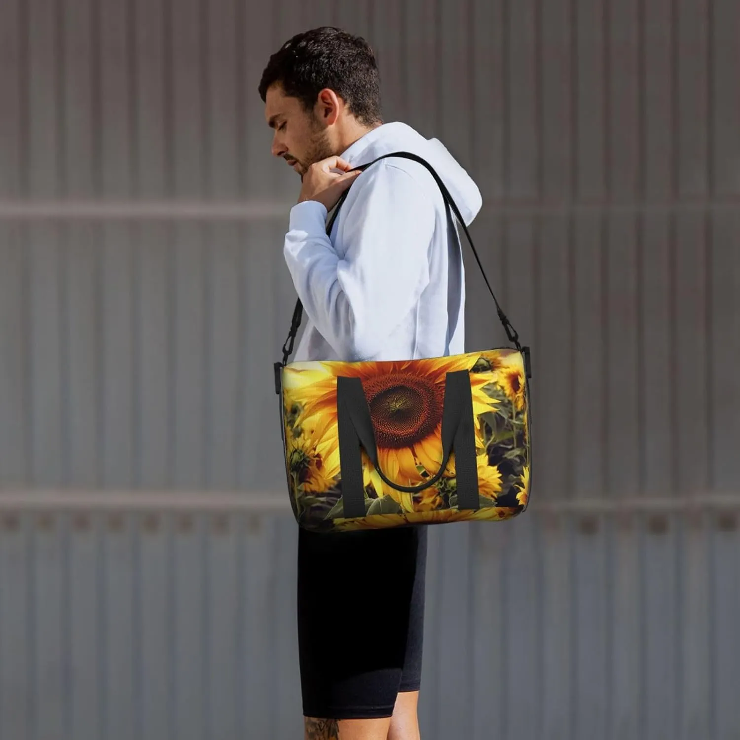 Gym Bag Sunflower Duffel Bag for Men Women Travel Overnight Bag with Shoe Compartment Workout Bags
