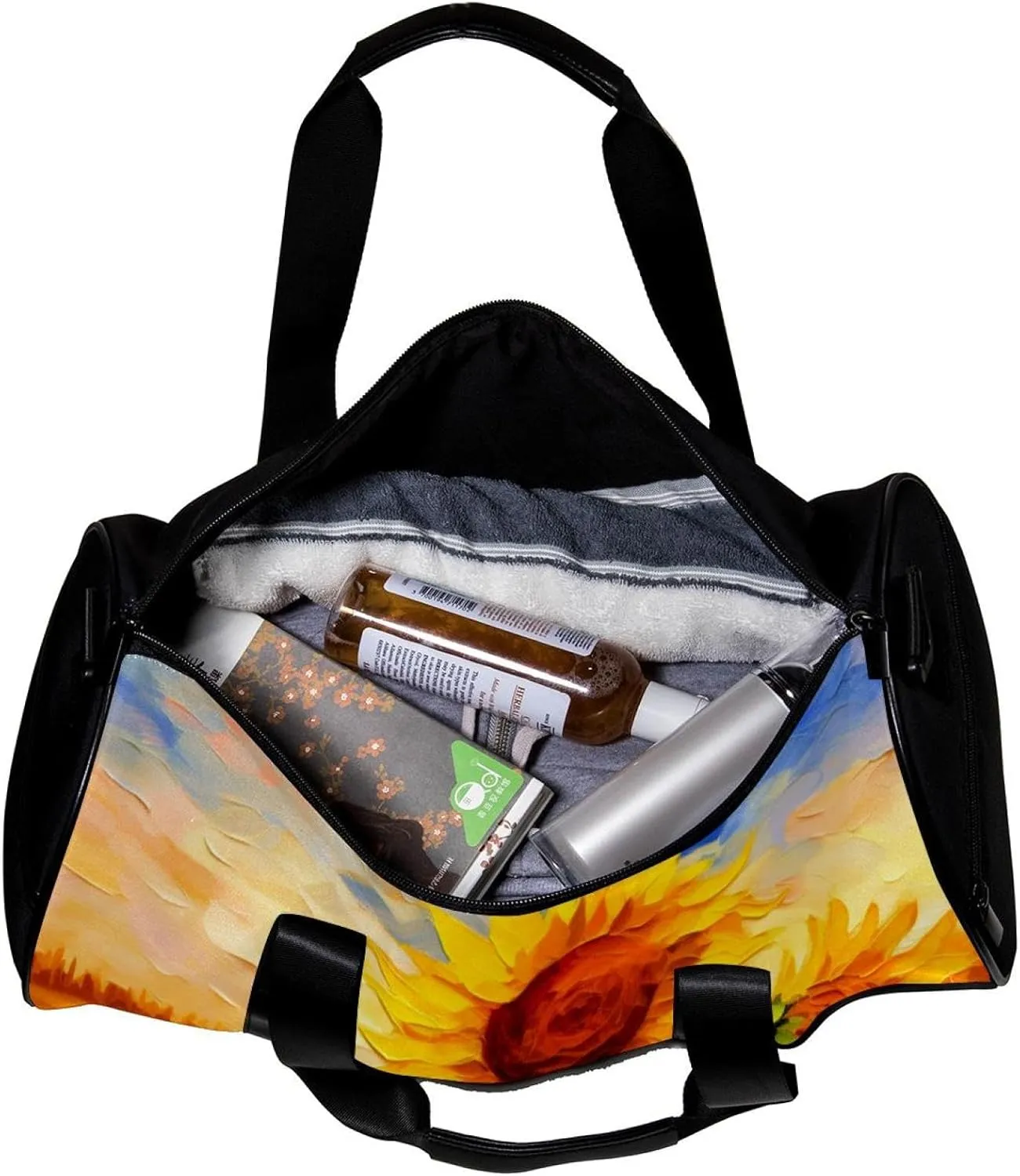Gym Bags for Women,Duffle Bag for Travel,Watercolor Field Sunflower,Gym Bag for Men