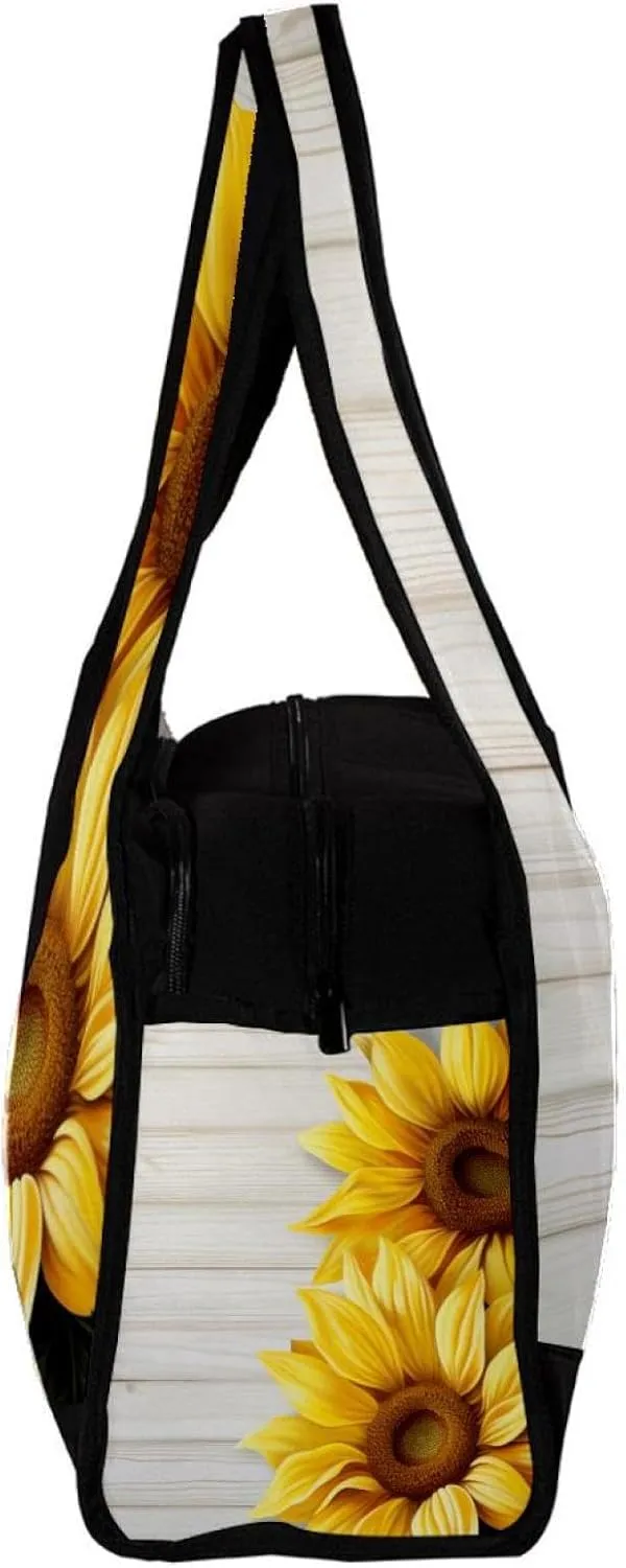 Gym Bags for Women,Duffle Bag for Travel,Wood and Sunflower,Gym Bag for Men