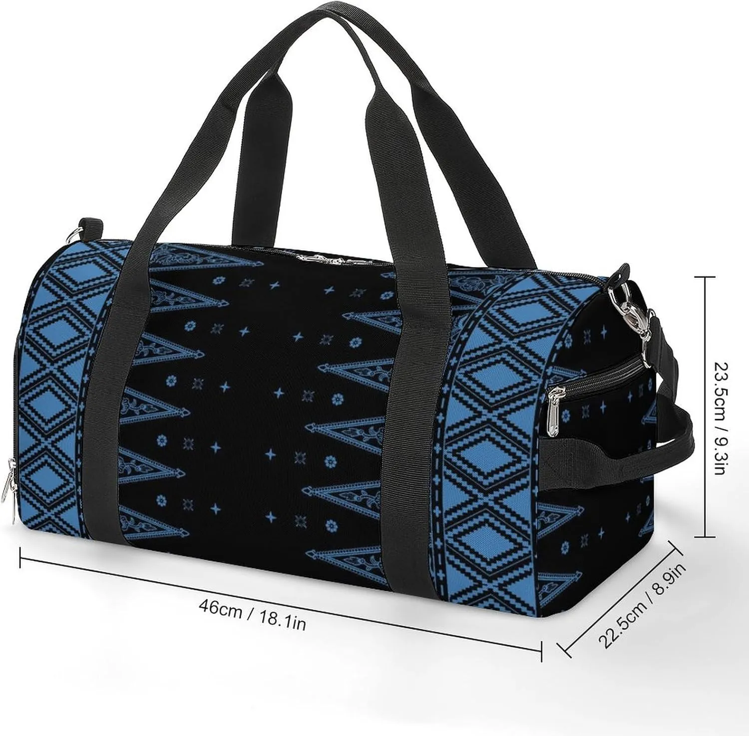 Gym Duffel Bag with Shoe Compartment Wet Pocket, Traditional Batik Travel Bag for Men Women, style
