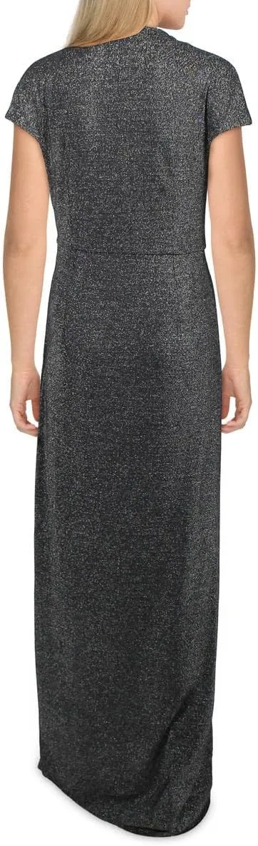 H HALSTON Women's A-line Metallic Jersey Gown