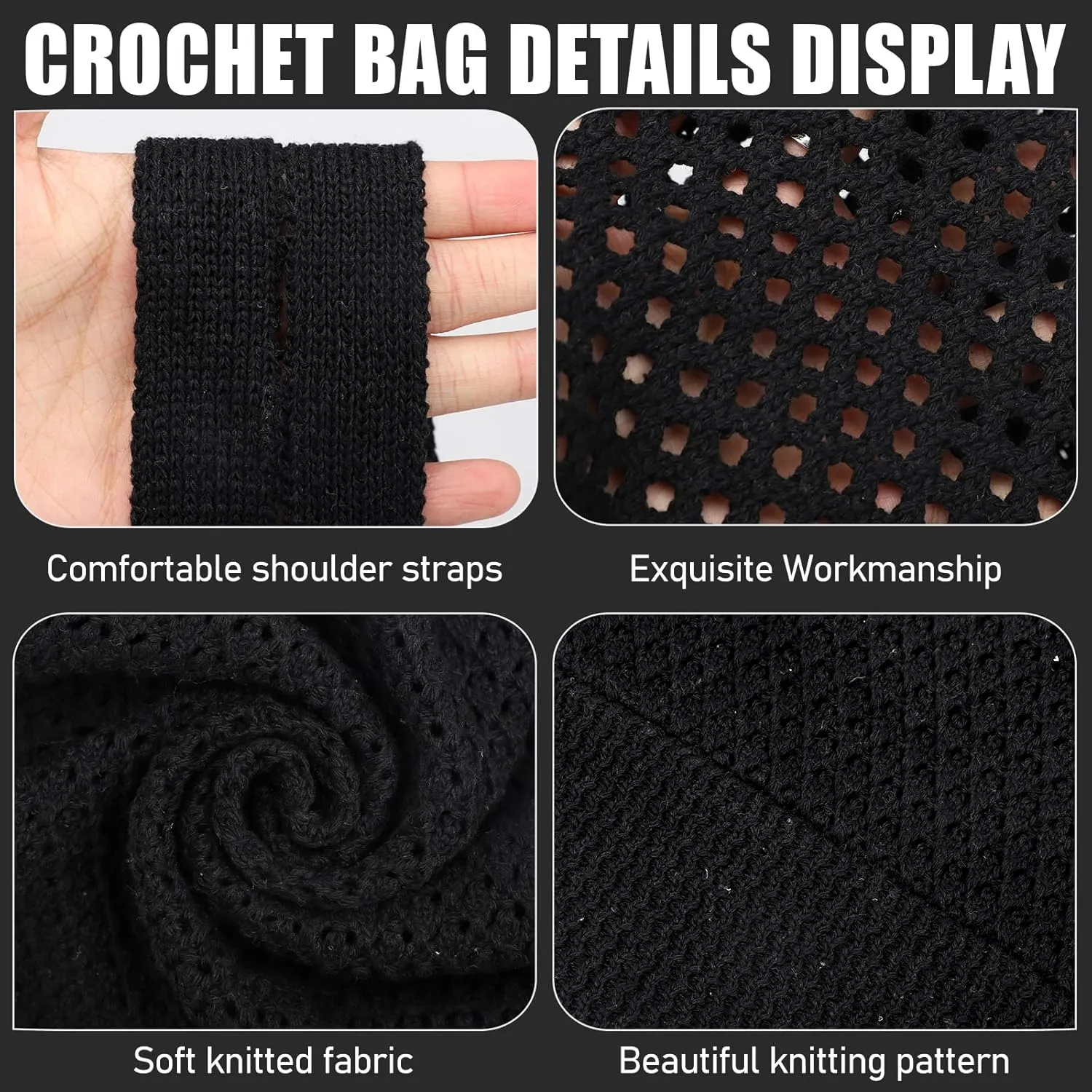 hatisan Crochet Bags for Women - Summer Beach Tote, Aesthetic Hippie Knit Bag