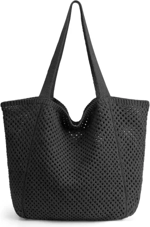 hatisan Crochet Bags for Women - Summer Beach Tote, Aesthetic Hippie Knit Bag